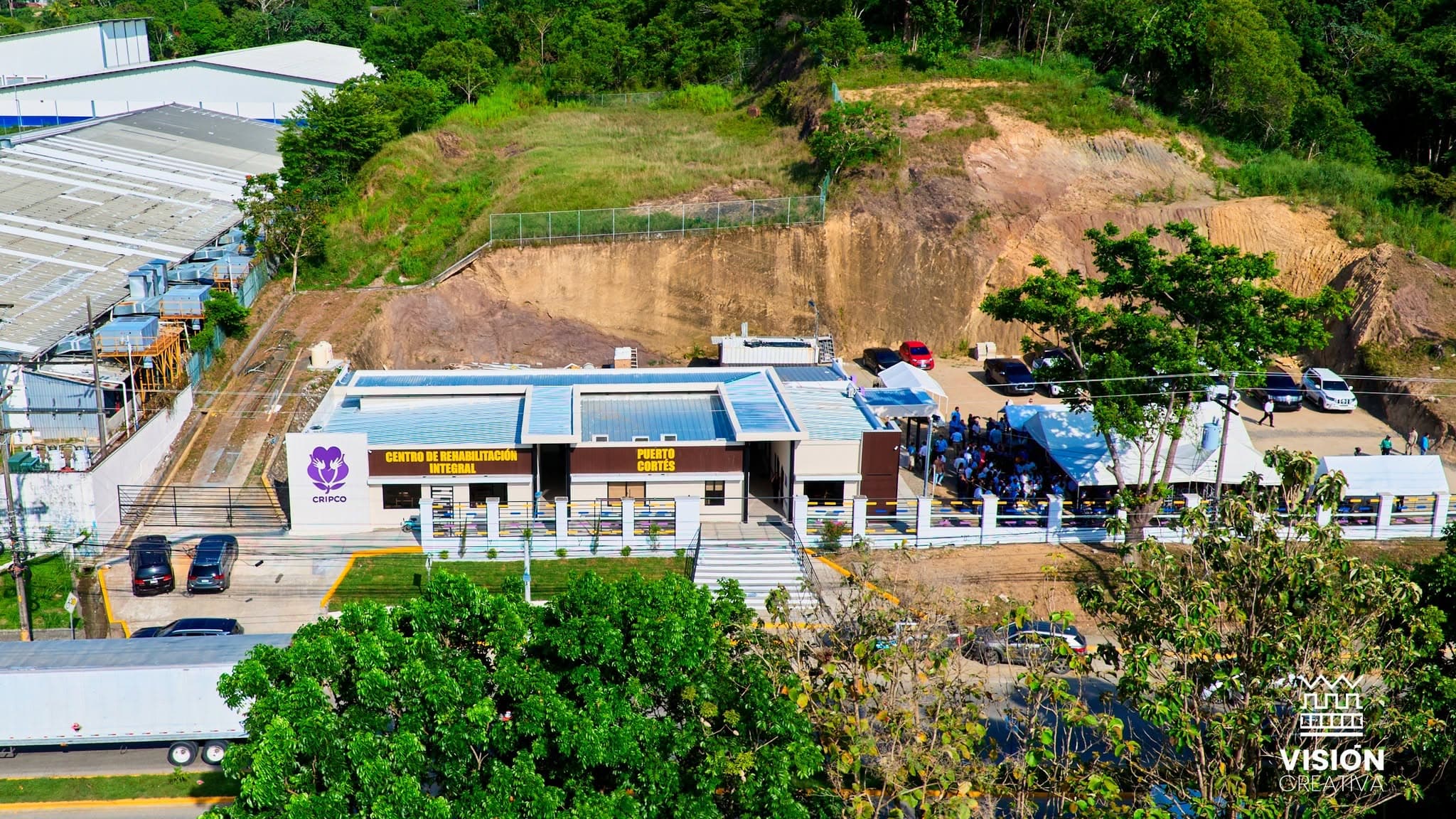 Vista aérea del Centro de Rehabilitación Integral CRIPCO en Puerto Cortés